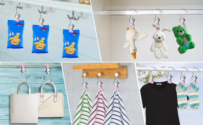 30 Pack Boot Hangers for Closet, Pink Laundry Hooks with Clips
