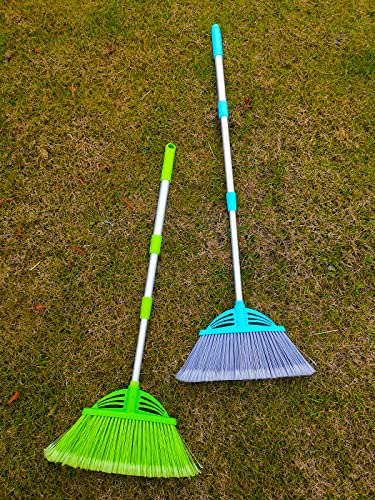 Three-Section Telescopic Aluminum Alloy Rod Long-Handled Broom for Housekeeping Garden Camping Outdoor&Indoor, 3 CPS Green - color: 3pcs Green