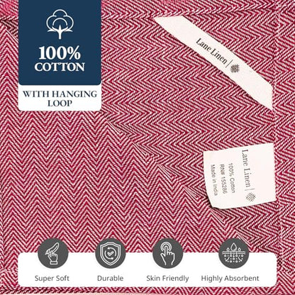 LANE LINEN 100% Cotton Kitchen Towels Absorbent Lint-Free 12 Pack - color: 08: Red, size: 12 Pack