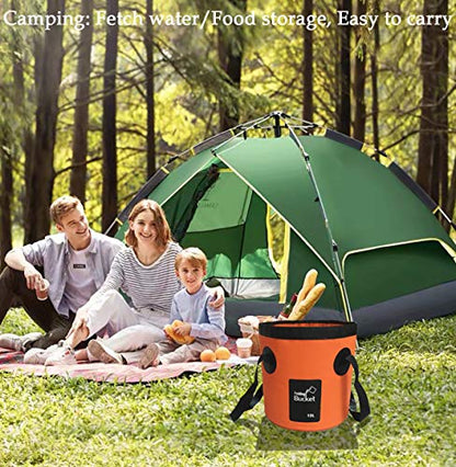Sunglow Collapsible Fishing Bucket, 3&5 Gallons Multifunctional Portable Wash Basin - Folding Water Container for Camping-Gardening - color: 20l/5gallon(orange)