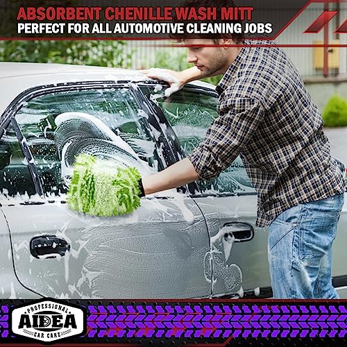 AIDEA Car Wash Mitt Microfiber, 4PK,Car Wash Brush, Green 8''X12'' - color: Green, size: 4PK-8''X12''
