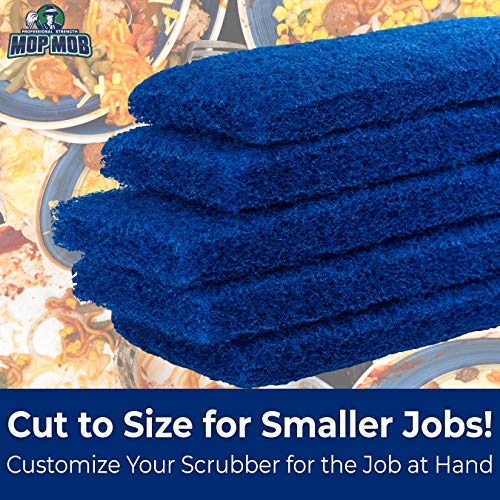 Medium Duty XL Blue Scouring Pad 5 Pack. 10 x 4.5in Large Multipurpose Nylon Scrubbing Sponges. Clean Kitchens, Bathrooms, Counters and Floors to Erase Grime and Make Surfaces Sparkle