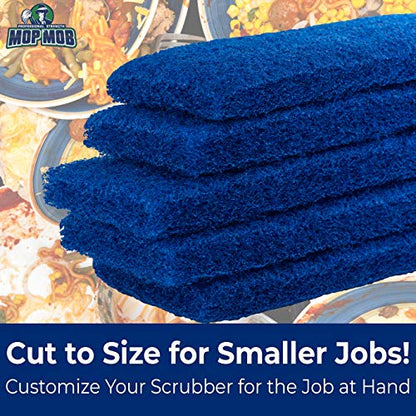 Medium Duty XL Blue Scouring Pad 5 Pack. 10 x 4.5in Large Multipurpose Nylon Scrubbing Sponges. Clean Kitchens, Bathrooms, Counters and Floors to Erase Grime and Make Surfaces Sparkle
