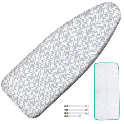 Ironing Board Cover and Pad, Extra Wide 18x49, Extra Thick - color: White Wave, size: 18" x 49"