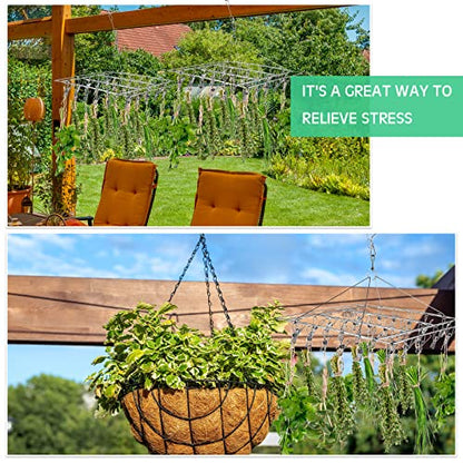 Bokon 4 Pcs Hanging Herb Drying Rack with Stainless Clips Hook, Square - style: Square