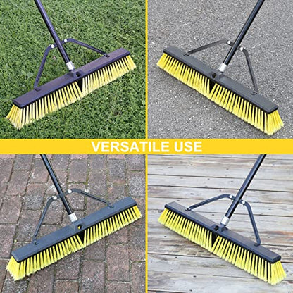 24 Inches Push Broom Outdoor Heavy Duty Broom with 63" Long Handle for Deck Driveway Garage Yard Patio Concrete Floor Cleaning Yellow - color: Yellow 24 Inches Heavy Duty 1 Pack