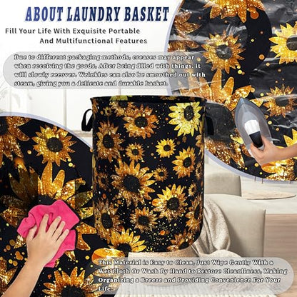 Sunflowers Laundry Basket Oxford Cloth Foldable Hamper 18.9x16.5 Inch - color: Beautiful Sunflower Flowers
