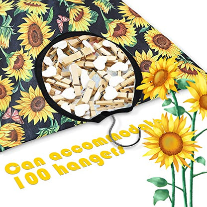 2 Pcs Sunflower Clothes Pin Bag Clothespin Bag Holder Clothespin Holder 15 X 11 Inch Clothes Pin Hanging Bag Clothespin Bag for Clothesline Outdoor Outside Wardrobe and Laundry Room - color: Sunflower