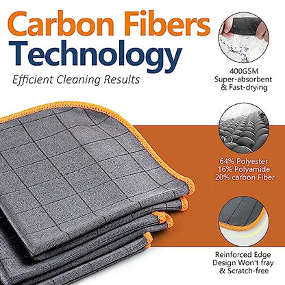 Airlab Glass Polishing Streak Free Miracle Cleaning Cloth, Grey-Orange - color: Grey-orange
