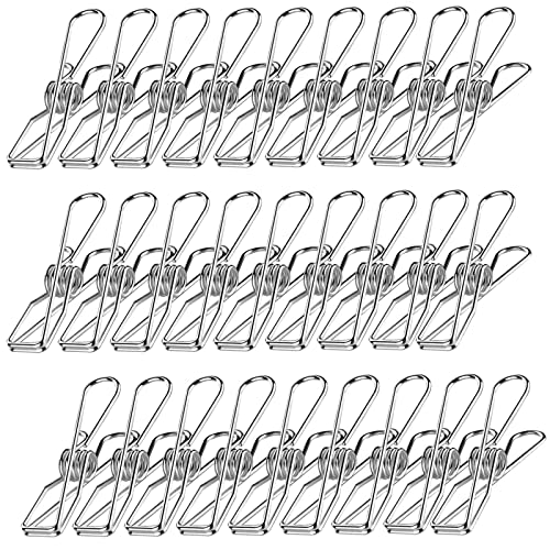 Clothes Pegs Clips, 60 Pack Rustproof Stainless Steel Clothes Laundry Pegs for Washing Line, Strong Grip Washing Line Pegs Clips for Snack Bags, Towels, Picture, Paper, Kitchen, Office - size: 60PACK-5CM