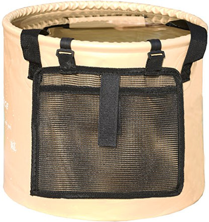 Freegrace Collapsible Water Bucket with Lid 23L Portable Camping Wash Basin - color: Khaki, size: 23L