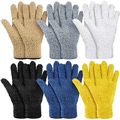 Bencailor 6 Pairs Microfiber Dusting Gloves, Dusting Cleaning Gloves Microfiber Gloves for Plants House Blinds Car Dust Mitt (Vibrant Color,Medium) - color: Vibrant Color, size: Medium