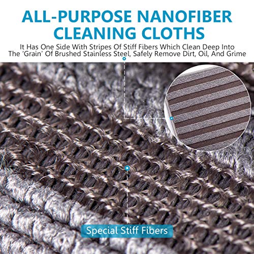 8 Pack Stainless Steel Cleaning Cloth, Double-Sided Microfiber Stainless Steel Cleaner for Kitchen Stovetop, Multi-Purpose Non-Scratch Cleaning Towel, Stripe Pattern, 12 x 12 Inches - color: Gray Stripe Pattern Stainless Cloth