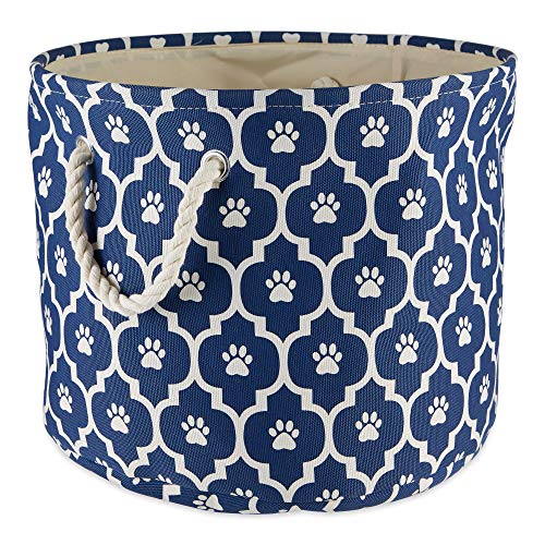 Bone Dry Pet Storage Collection Lattice Paw Print, Nautical Blue, Small Round - color: Nautical Blue, size: Small Round