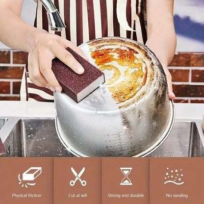 1pc Emery Magic Wipe Sponge, Pot Bottom Cleaning Descaling lron Rust Removal Dishwashing, Scouring Pads, Power Decontamination, Kitchen Toilt Supplies Tool - color: Brown