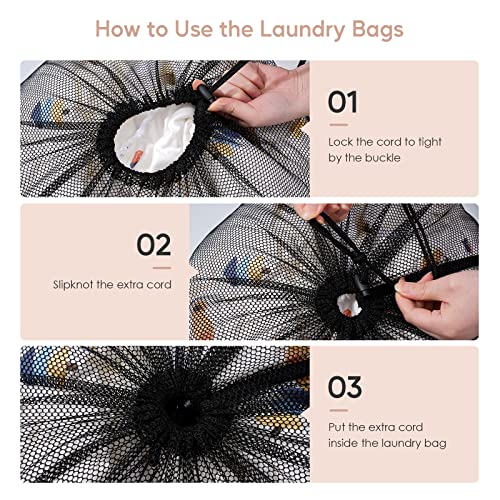 Meowoo 2Pcs Large Mesh Laundry Bag, 27×36inch - color: Black-2pcs, size: 27x36 inch