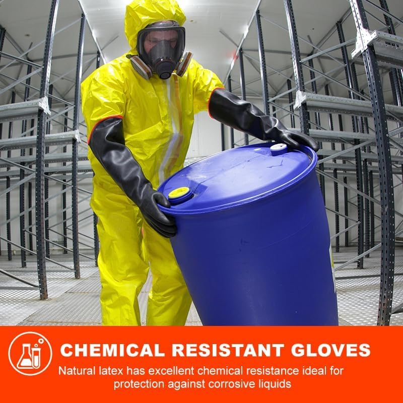 North Tower Heavy-Duty Latex Chemical Resistant Gloves,Long Rubber Gloves ﻿ - size: 22”（2 pair）