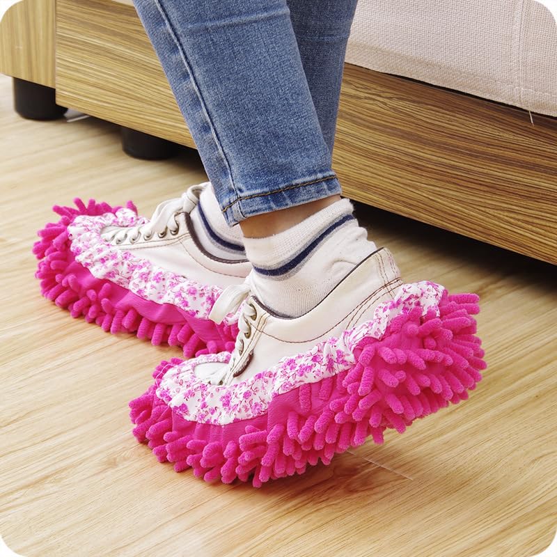 1 Pair Mop Slipper Shoes Cover,Soft Washable Shoes Cover,Reusable Foot Socks for Floor Cleaning,Sweeping Mop Tool for House Kitchen Office-Blue - color: Blue