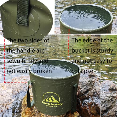Collapsible Bucket，Folding Bucket，Suitable for Camping Fishing Hiking Gardening car Washing(ForestGreen, 10L)