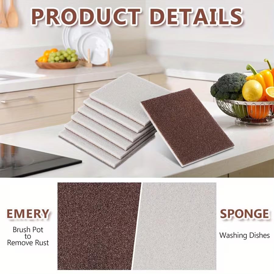 10-Pack Diamond Scouring Sponges - Heavy Duty Scrub Pads for Pots, Pans, Dishes, Rust & Tough Stains | Dual-Sided Abrasive Surface & Ergonomic Grip | Kitchen & Household Cleaning