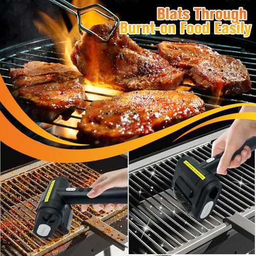 Electric Grill Brush Bristle for Outdoor, Grill Cleaning Brush Rechargeable BBQ Cleaner Brush Head,Safe Grill Brush with Scraper for Cast Iron Stainless-Steel Grates,Black