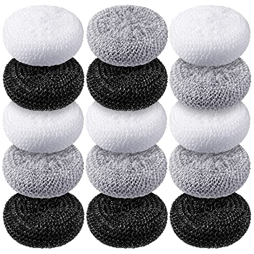 Blulu 15 Pcs Plastic Dish Scrubbers, Nylon Mesh Pads, Simple Colors - color: Simple Colors