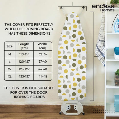 Encasa XO Ironing Board Cover and Pad 49"x18" Wide, Thick Felt - color: Daisy Beige, size: Wide (49"x18")