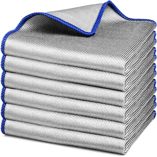 Ekedalen Microfiber Cleaning Cloth Lint Free Glass Polish, Silver-Blue - color: Silver-blue