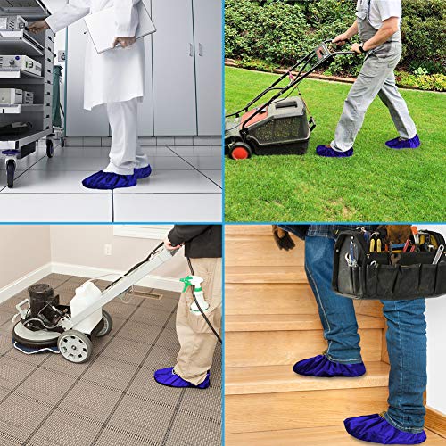 Reusable Boot & Shoe Covers, Washable, Non-Slip, 2 Pairs, X-Large - color: Blue, size: Extra Large
