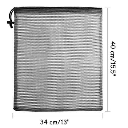 KUUQA 10 Pcs Mesh Drawstring Bag, Black, 13"x15.5" - color: Black, size: 13"x15.5"