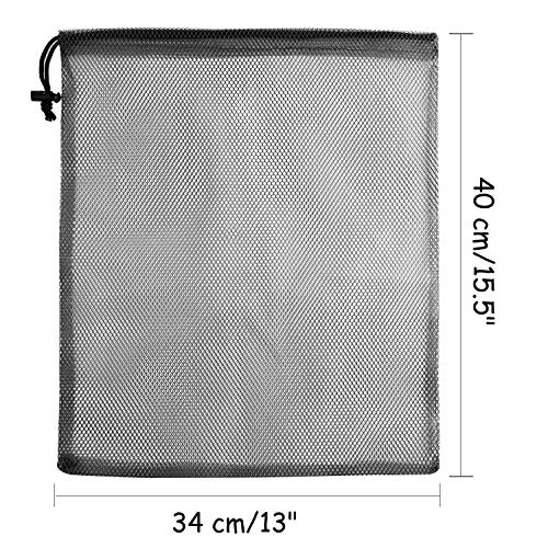 KUUQA 10 Pcs Drawstring Bag, Laundry and Golf Ball Bag, Nylon Mesh for Storage, Travel and Sports (Black, 13"x15.5") (Pack of 2) - color: Black, size: 13"x15.5" (Pack of 2)