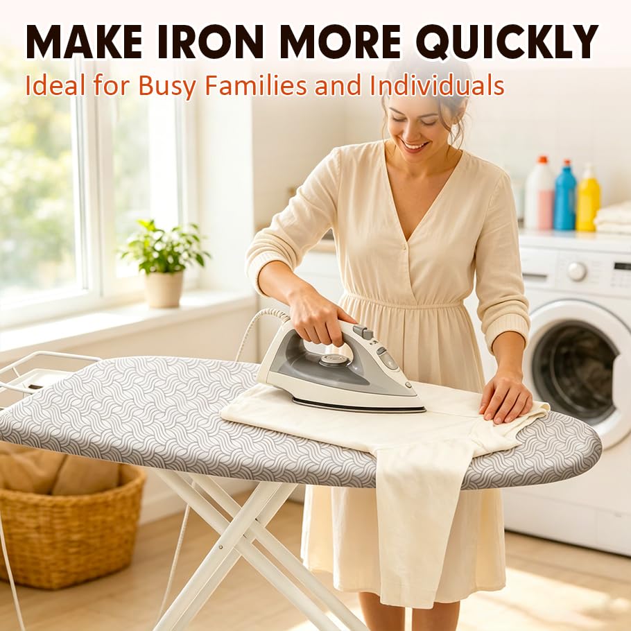 Ironing Board Cover and Pad, Standard Size 15x54, Extra Thick - color: White Wave, size: 15" x 54"