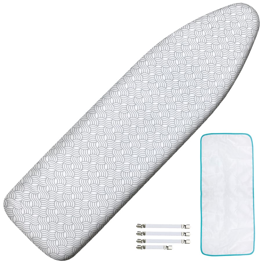 Ironing Board Cover and Pad, Standard Size 15x54, Extra Thick - color: White Wave, size: 15" x 54"
