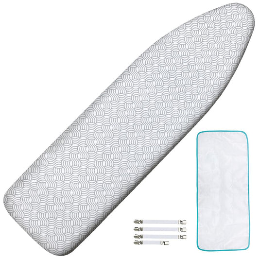 Ironing Board Cover and Pad, Standard Size 15x54, Extra Thick - color: White Wave, size: 15" x 54"