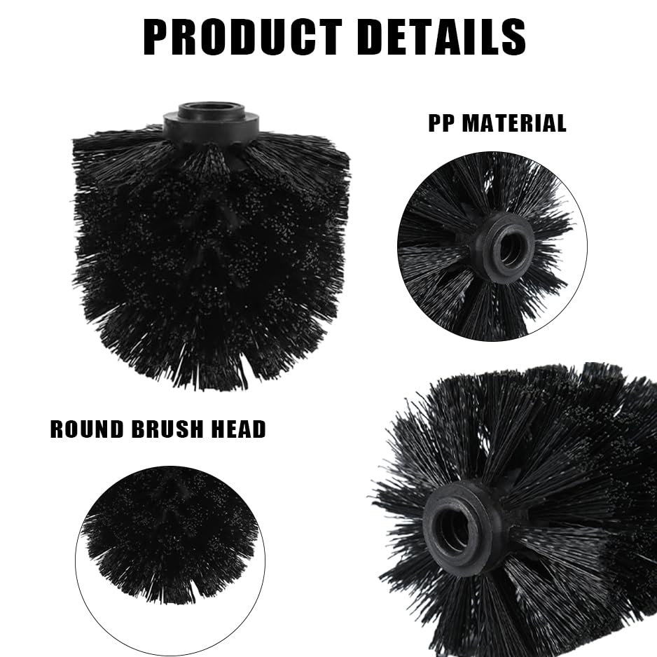 4PCS Toilet Brush Replacement Head Cleaning Tool,Toilet Bowl Brush Head Replacement with Sturdy Stiff Bristles for Bathroom (Black) - color: Black