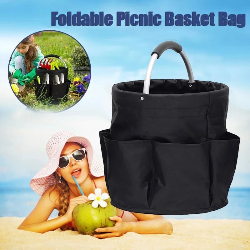 17L Large Storage Organiser Bag Folding Basket Picnic Tote Outdoor Cleaning Caddy with Handle Tool Bag Cleaning Supplies
