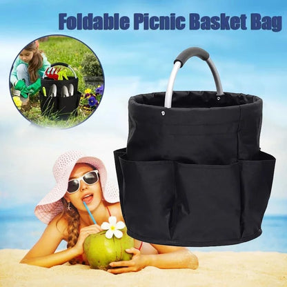 17L Large Storage Organiser Bag Folding Basket Picnic Tote Outdoor Cleaning Caddy with Handle Tool Bag Cleaning Supplies