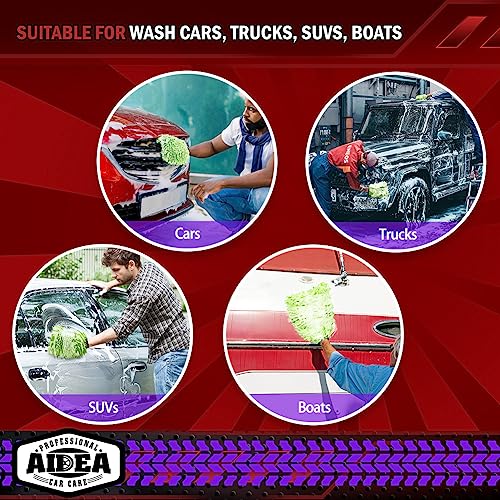 AIDEA Car Wash Mitt Microfiber, 10PK, Car Wash Brush, Green, 7.12''X10.14'' - color: Green, size: 10PK-7.12''X10.14''