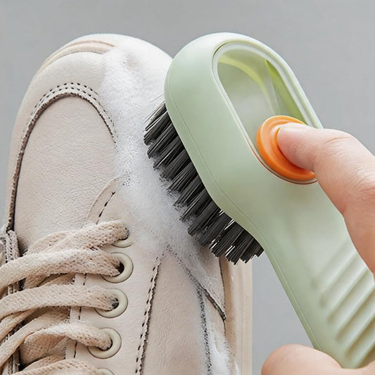 1PC Green Shoe Cleaning Brush with Soap Dispenser, Multifunctional Brush - color: Green