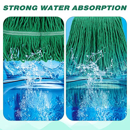 Nuogo 10 Pcs Commercial Mop Head Replacement Floor Cleaning Wet Heavy Duty Commercial Mop Refills General Cleaning(27.6 Inch,Green) - color: Green