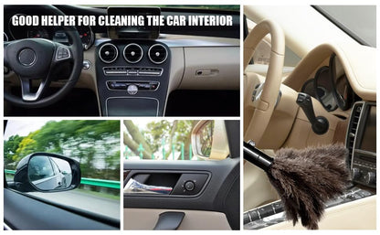 Retractable Ostrich Feather Duster for Cleaning, Fluffy and Natural Feather Duster with Retractable Handle， Reusable Eco-Friendly Handheld Cleaning Supplies (15 inch) - color: Model-15”-brown-2 Pieces