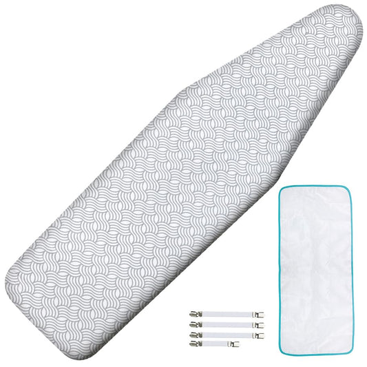 Ironing Board Cover and Pad, Extra Large 21x57, Extra Thick - color: White Wave, size: 21" x 57"