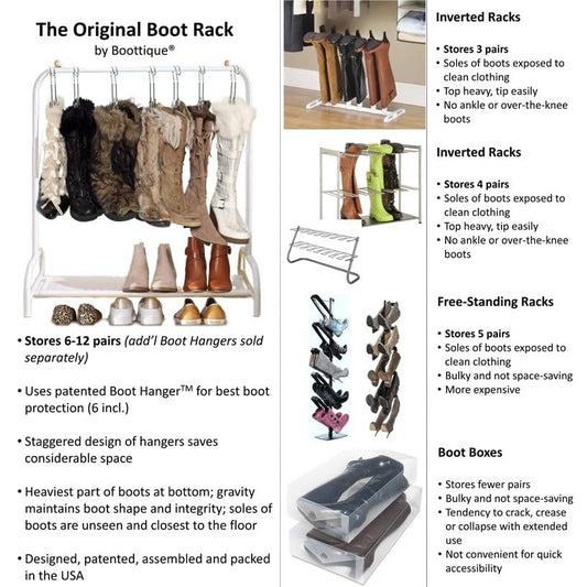 Boottique Boot Organizer: The Boot Rack - Fits in Most Closets- Hangs, Holds, Shapes, & Protects every size and style of Boots (The Boot Rack with 6 Original Silver Hangers) - color: Boot Rack with 6 Boot Hangers- Silver Hangers