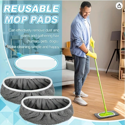 2IN1 Reusable Mop Mat Floor Sweeping Mops Fill Household Cleaning Tools Dust Mop Cloth Dry and Wet Use Shoe Cover,22*9cm (Grey,2pcs) - color: Grey,2pcs