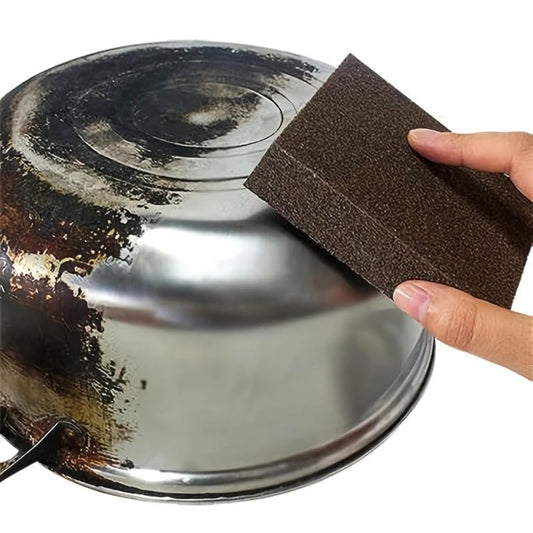 1pc Emery Magic Wipe Sponge, Pot Bottom Cleaning Descaling lron Rust Removal Dishwashing, Scouring Pads, Power Decontamination, Kitchen Toilt Supplies Tool - color: Brown