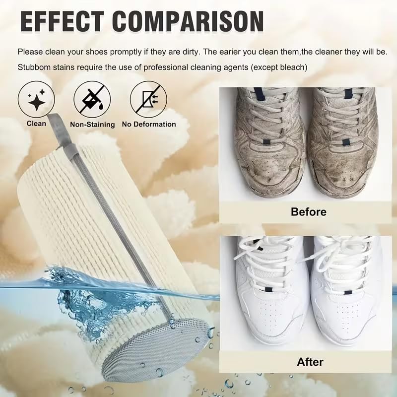 Reusable Mesh Laundry Bag for Machine Wash, Zippered Shoe Wash Bag with Protective Lining for Sneakers & Delicates, Travel Organization Storage - White, Great Gift for Mother's Day (1 Pack)