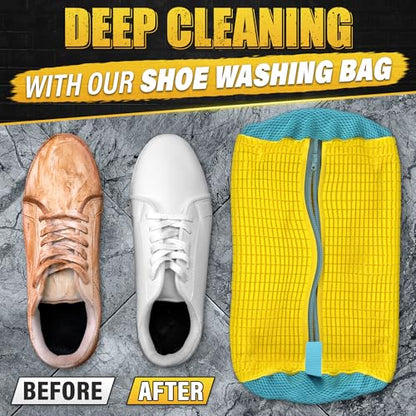 2 Pcs Reusable Shoe Washing Machine Bag, XXL with Zipper, Yellow - color: Yellow