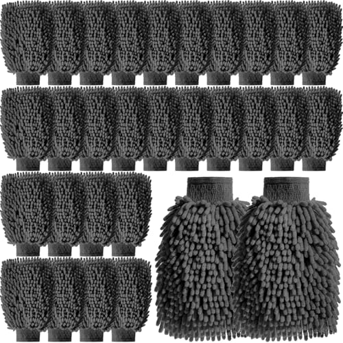 24 Pack Car Wash Mitts Bulk Microfiber Wash Mitts, Grey - color: Grey