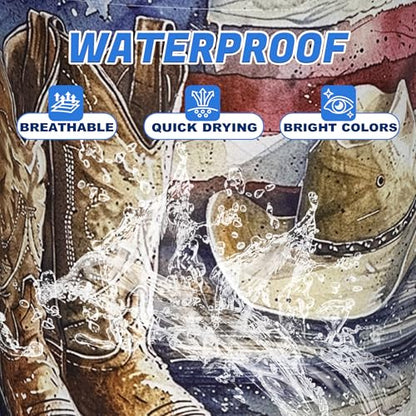 Cowboy Hat Boots American Flag Laundry Basket Oxford Cloth 18.9 x 16.5 Inch - color: Cowboy Hat Boots