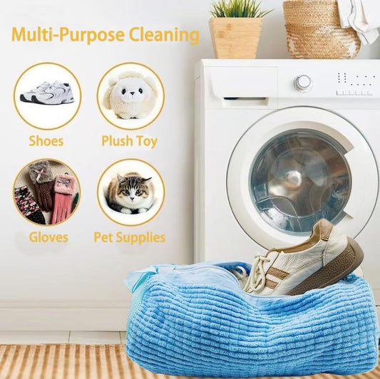 Shoe Washing Machine Bag 2pcs Laundry Bags for Washer & Dryer Deep Cleaning Machine for All Shoes Type Shoe Cleaning Bag with Zipper (Blue) - color: Blue 2Pcs